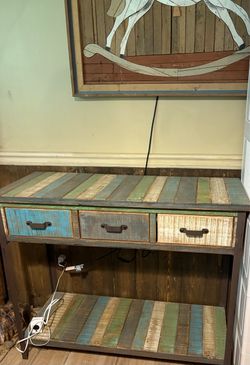 Rustic Reclaimed Wood Console Table with Drawers