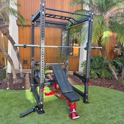 New Vesta Pr3000 Squat Rack | 230lbs Bumper plates | Adjustable Bench | Barbell | Plus Attachments Seen | FREE DELIVERY 🚚