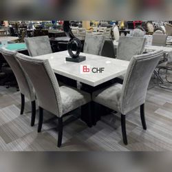 7 Pc Marble top dining table set 