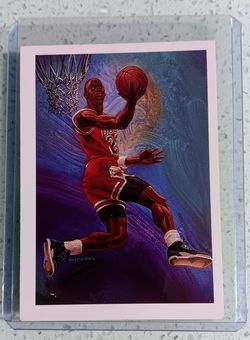 1990-91 NBA Hoops Michael Jordan Art Team Card Checklist #358 Bulls