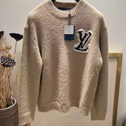 L Intarsia Crewneck beige