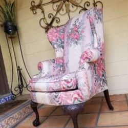  Pink Floral Wingback Chair 
