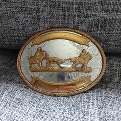 Vintage TEAM CALF ROPING Western Belt Buckle