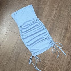 Blue Tube Ruched Dress