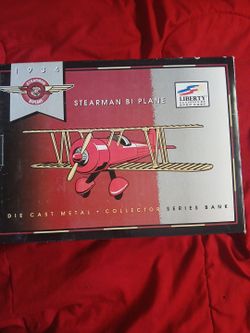 Vintage 1934 Stearman Bi-Plane Die Cast Metal Collectible
