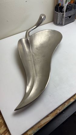 Silver Metal Leaf Decorative Dish