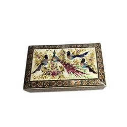 Vintage Micro Mosaic Jewelry Box Persian Mosaic Box Peacock Birds Read Below 