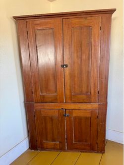 Antique 19th C. Rare Primitive Corner Cabinet Cupboard – Farmhouse