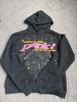 Sp5der Black Hoodie Pink Graphic