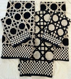 Set of 6 Mackenzie-Childs Trellis Courtly Check Towels