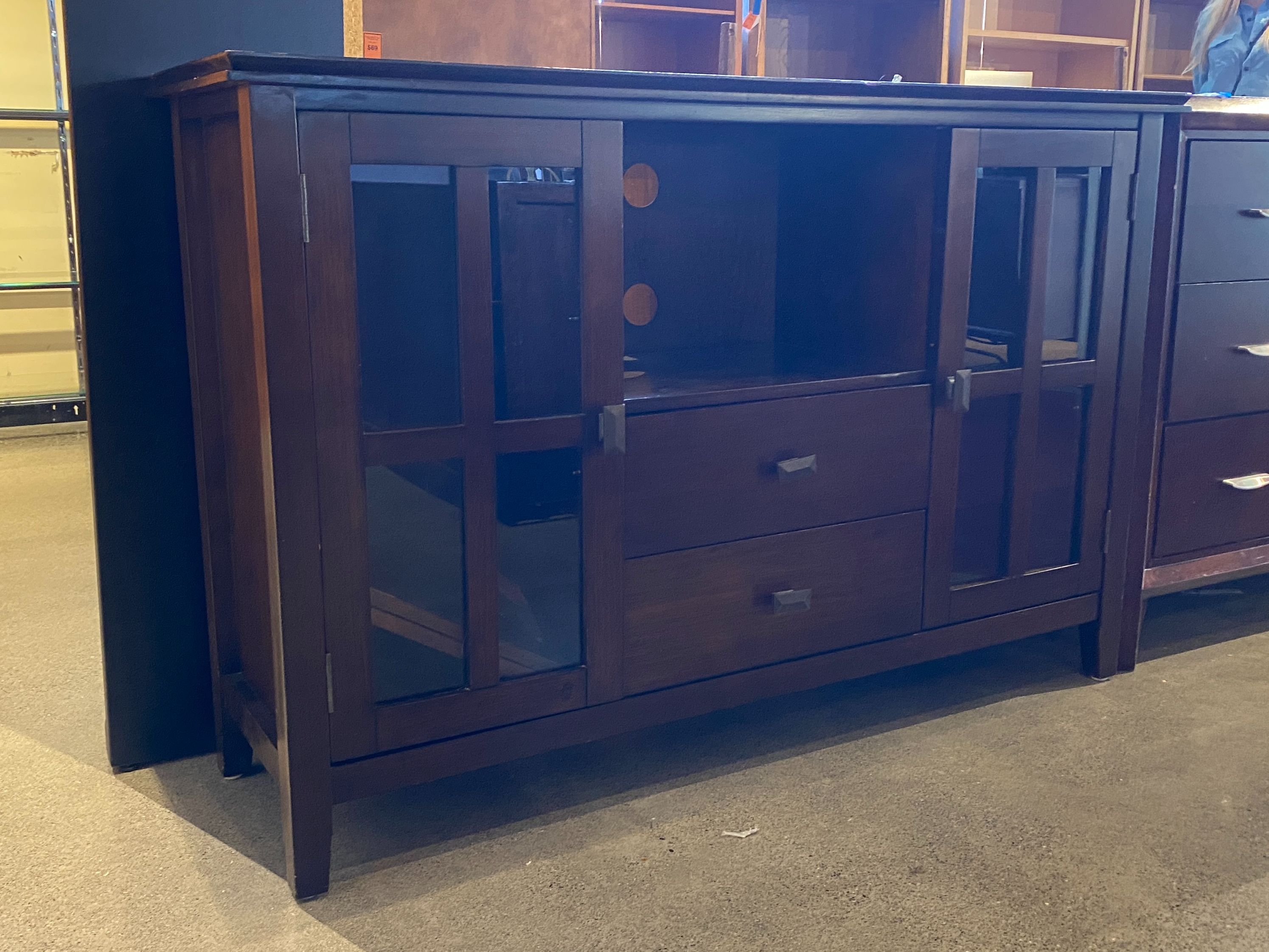 Espresso Brown Adjustable Shelf Media Cabinet