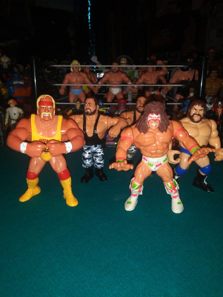 WWF Hasbro Figures Hulk Hogan- Ultimate Warrior-Hacksaw Jim Duggan-Bushwackers Vintage 90's