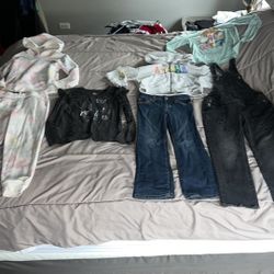 Jumping beans/old navy girls size 6/6x clothes. Tie dye joggers, paw patrol shirt & aloha hoodie have stains & minor piling