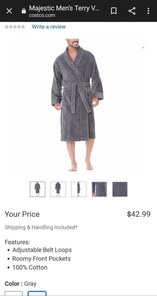 Majestic Men's Terry Velour Robe
