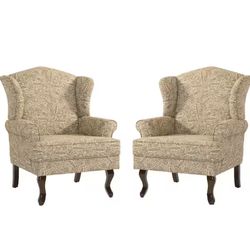 Paisley Brown Linen Accent Arm Chair  (Set of 2)