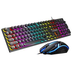 True mechanical keyboard with RGB gaming blue switches, dustproof and waterproof, 104-key competitive metal keyboard.