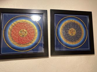 Vintage handmade Buddhist mandala painting