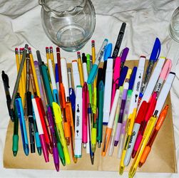 Large Mixed Lot of Pens, Pencils, Highlighters, and Markers