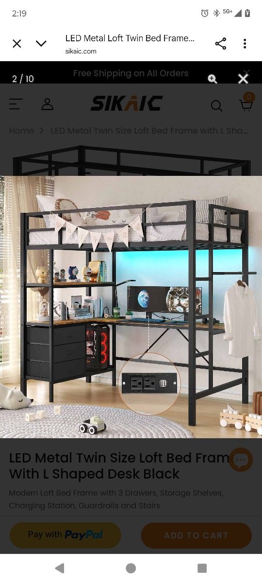 Brand New In Box Modern Loft Bed With LED Lights Charger Station Desk Dresser And More!!!