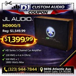 JL Audio HD Series High Definition HD900/5 5-Channel Speaker System Amplifier 1800 Watts Max 🚨 Payment Options Available 🚨 No Credit Needed 🚨 
