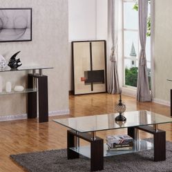 Console Table, Sofa Table  w/Glass Top & Shelf in Espresso Wood 🔥BIG SALE 🔥Everything is 50% OFF🔥