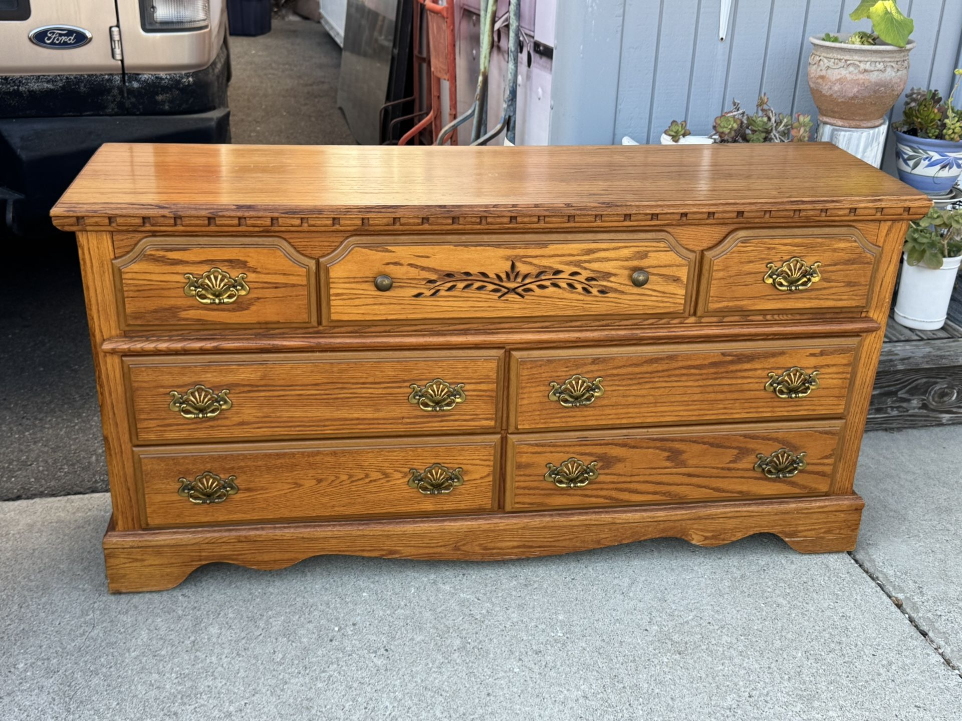 Vintage 7 Drawer Solid Wood Dresser Made In Mexico