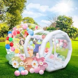  10FT Inflatable Bubble House Dome For Kids, Clear PVC Bubble Tent With Tunnel 