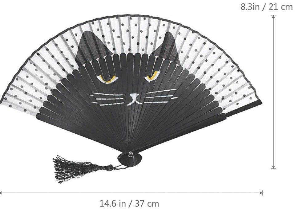 Cartoon Cat Folding Silk Fan