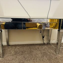 Free -Mirrored 3 Drawer Desk and Set 