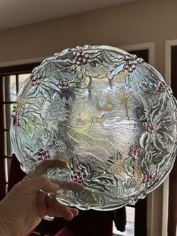13” Hand painted Glass  Platter