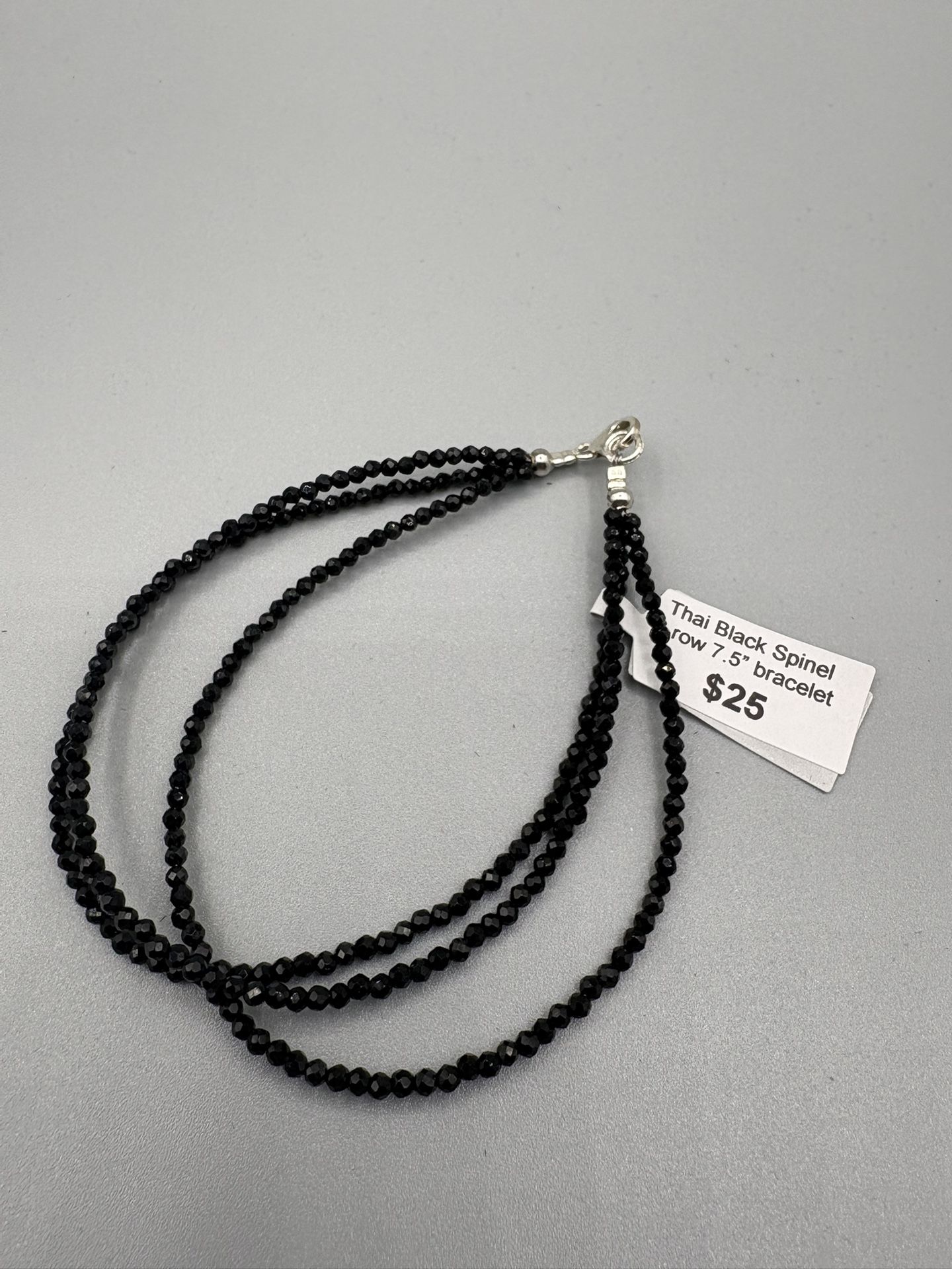 Thai Black Spinel 3 Row Bracelet