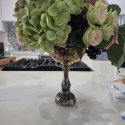 Lead Glass Gold Compote Vase Stand Wedding Or Quinces