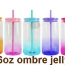 16oz Ombre Jelly Tumblers with Straw – Colorful Cups Blank