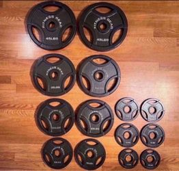 255 Pound 2” Olympic Easy-Grip Weight Plate Set (Like New)