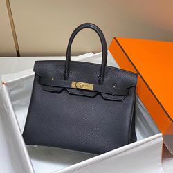 Hermes Birkin black handbag women bag