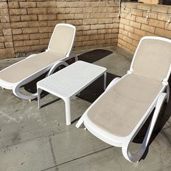 Nardi Omega Commercial Grade 2 Sling Chaise with Matching Table