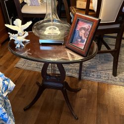 Antique Glass Covered End Table 
