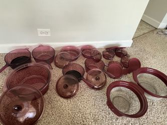 Visions Cranberry Glass Cookware Set
