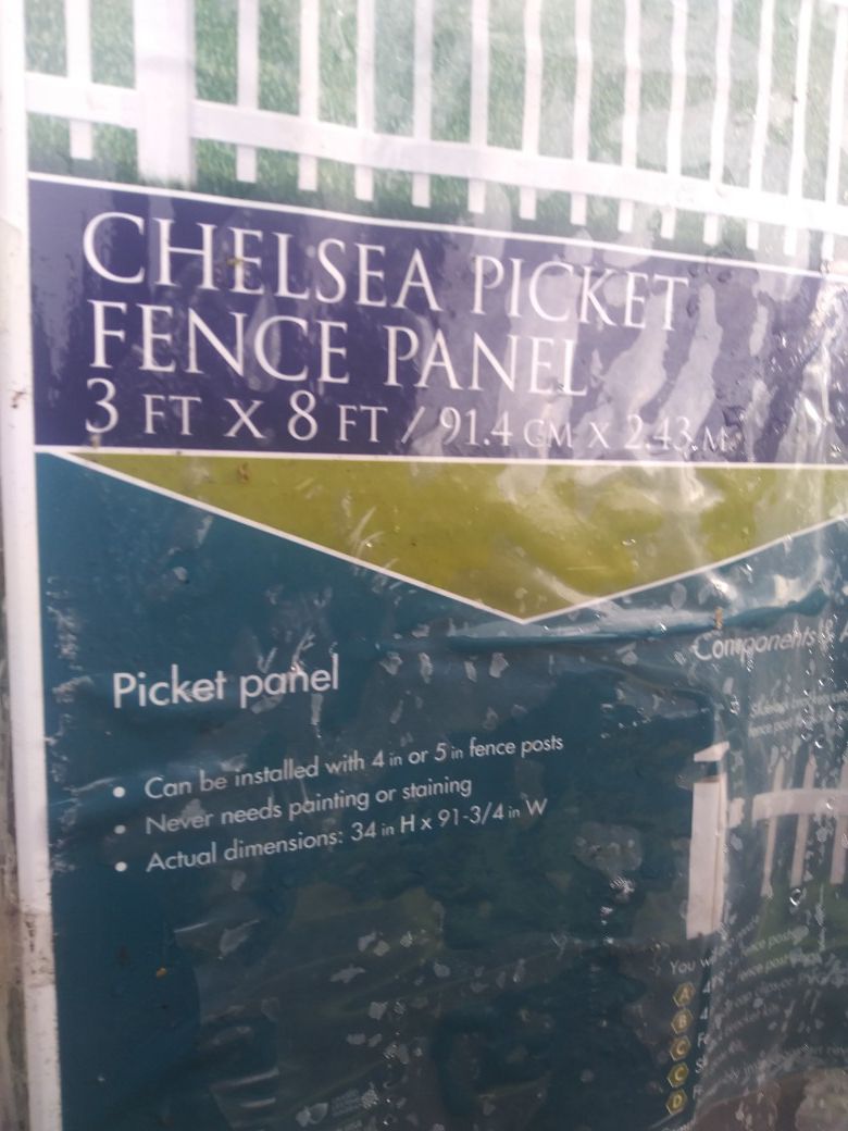 8 chelsea picket fence panels