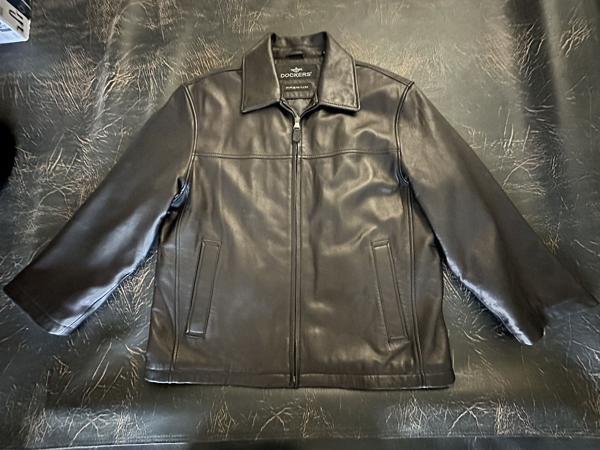 Black Dockers Premium Leather Jacket, Size Large, Like New!