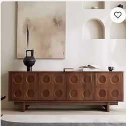 78.74 Mid-Century Brown Solid Wood TV Cabinet,