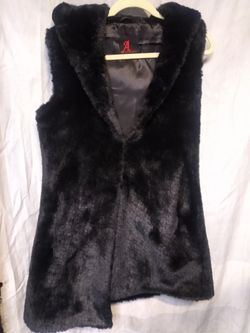 A- Adrienne Landau Original Black Faux Fur Vest