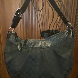 Large Coach Hobo Bag With Silver Hardware