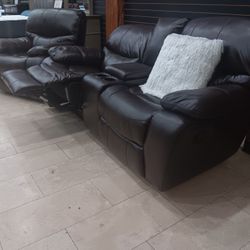 *Living Room Special!!!*---Stellar Madrid Brown Leather Reclining 3 Piece Sets---Delivery And Financing Available👌