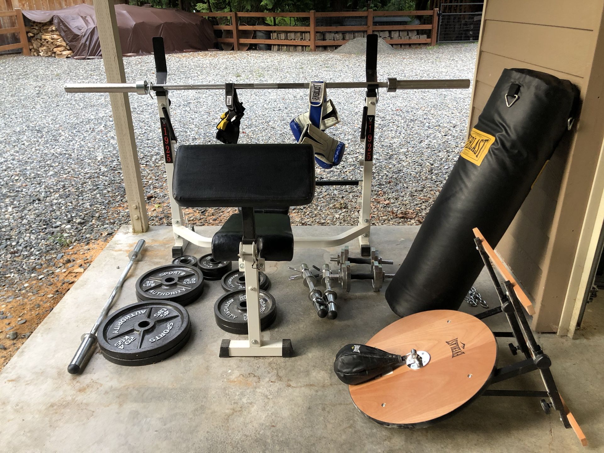 Weight bench, weights, bags, bars & more