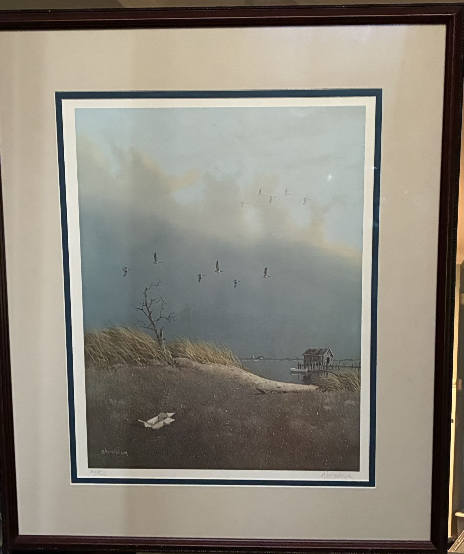 Three Vintage, Pencil-signed, OBX Marsh-side Prints by Wayne Fulcher