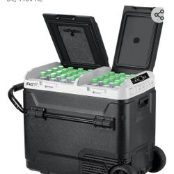 64 Quart Compact Internal Freezer, Dual Zone Temperature Control, Wheels & Baskets, 12V/24V DC, 110V AC

