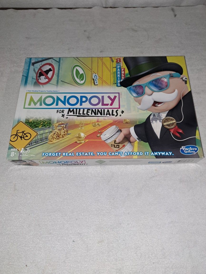 Monopoly For Millennials Edition Board Game In Excellent New Condition (Is Complete Nothing Missing)