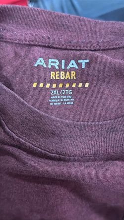 Ariat Men's Rebar Cotton Strong T-Shirt in size 2XL, featuring a burgundy color.Brand: AriatModel: Rebar Cotton StrongSize: 2XLColor: Burgundy