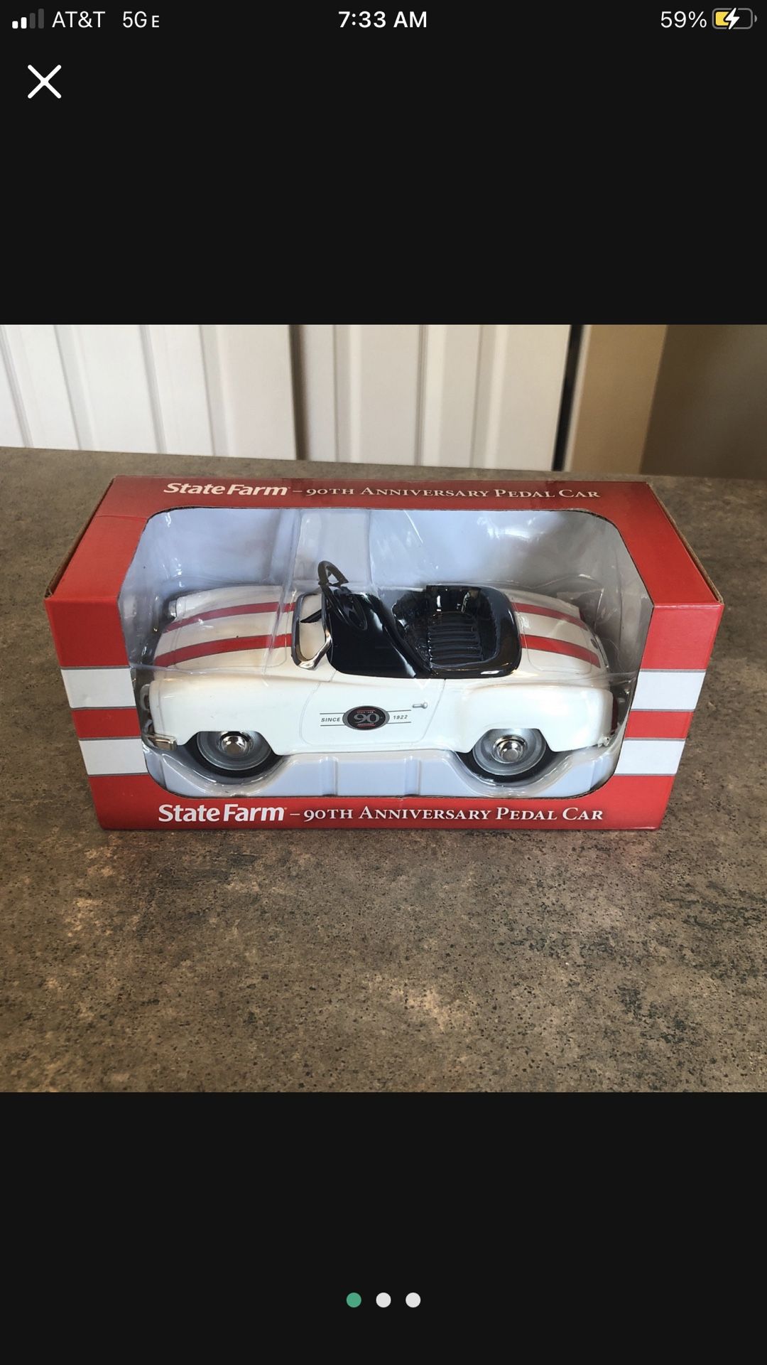 State Farm 90th Anniversary Diecast Pedal Car-NICE-NIB